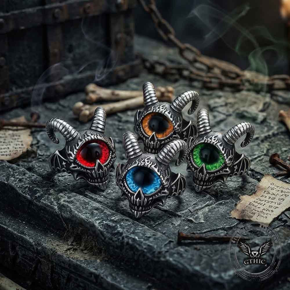 Punk Devil Eye Skull Goat Head Stainless Steel Ring