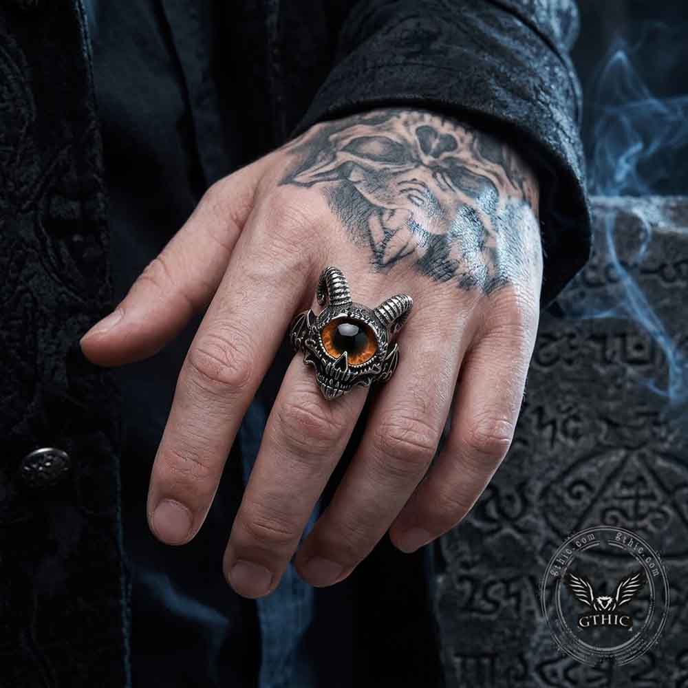 Punk Devil Eye Skull Goat Head Stainless Steel Ring
