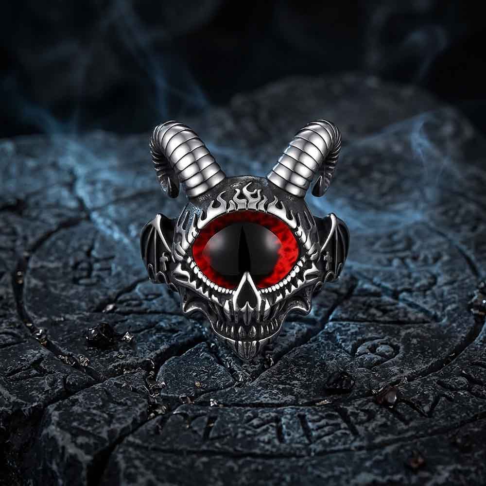 Punk Devil Eye Skull Goat Head Stainless Steel Ring