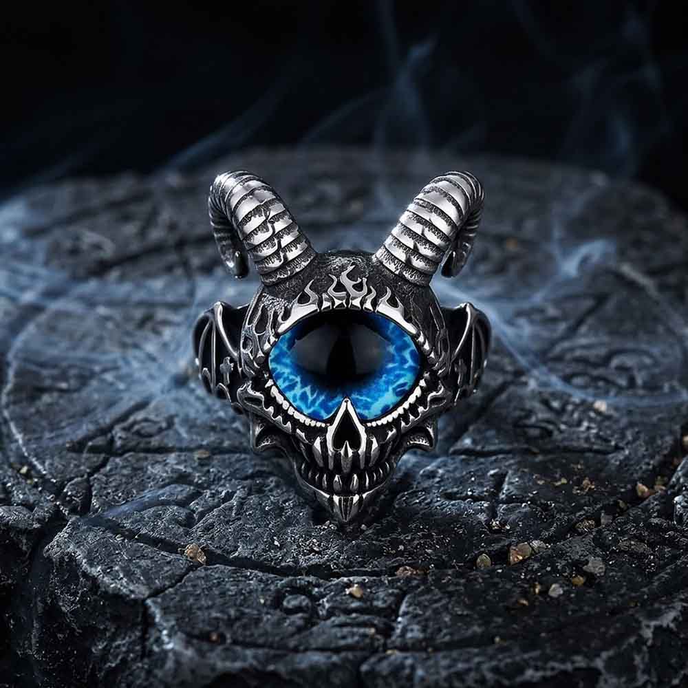 Punk Devil Eye Skull Goat Head Stainless Steel Ring