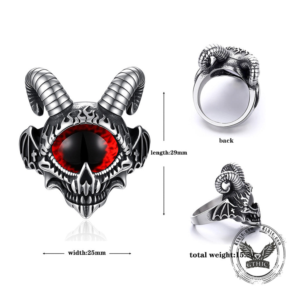 Punk Devil Eye Skull Goat Head Stainless Steel Ring