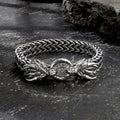 Punk Double Dragon Head Hoop Bracelet in Stainless Steel