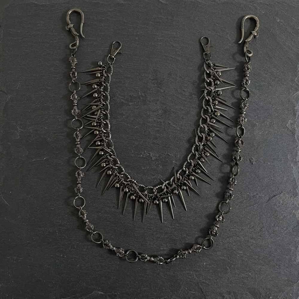 Punk Double Layer Vajra Spike Alloy Pants Chain
