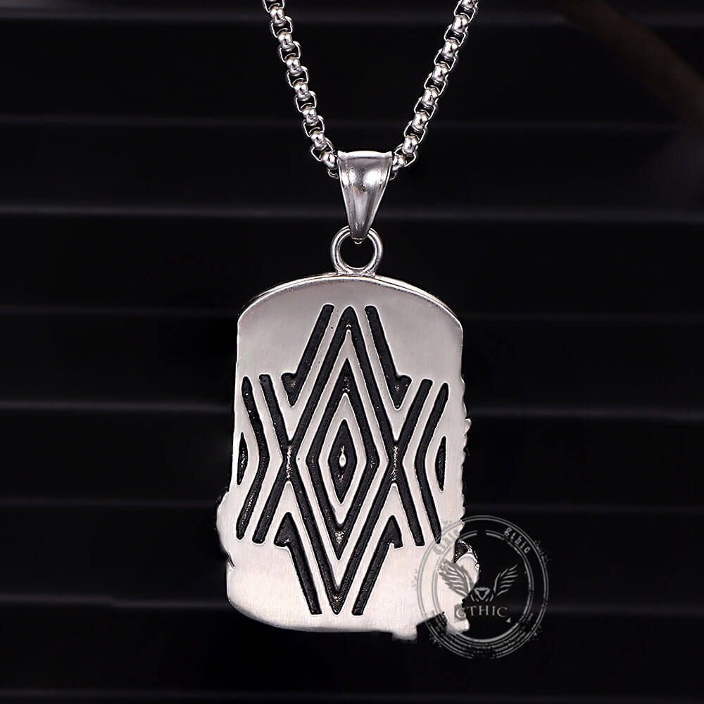 Punk Eagle Live Free Square Pendant in Stainless Steel