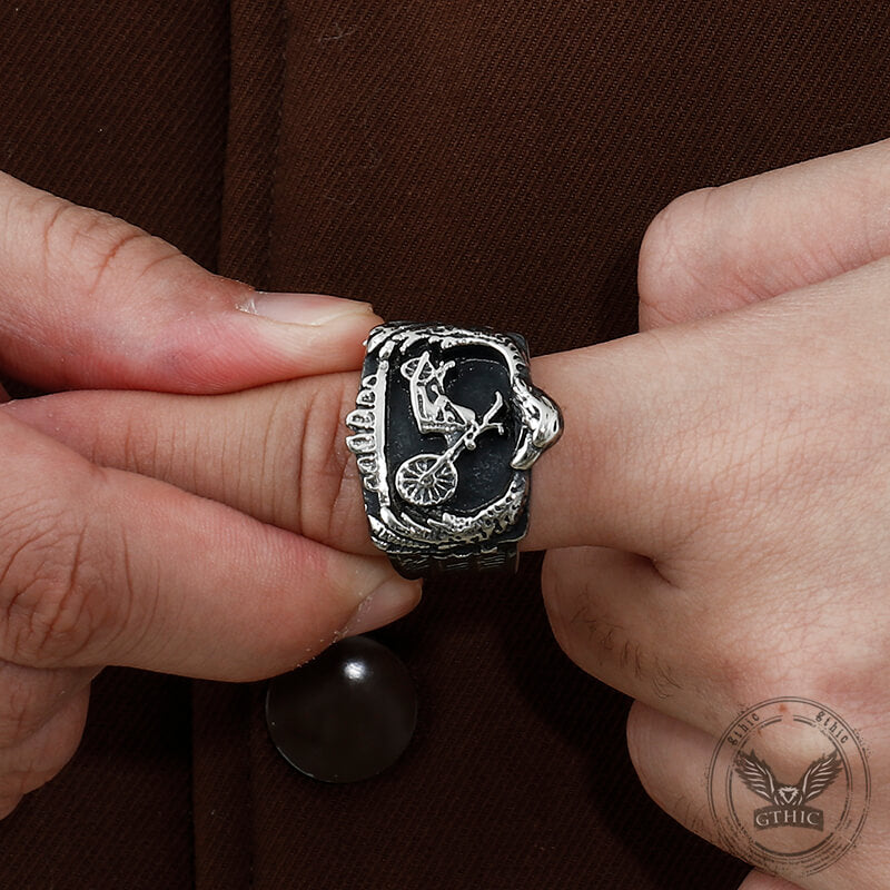 Punk Eagle Motorcycle Biker Ring in Stainless Steel