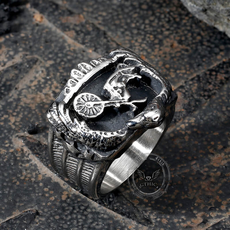 Punk Eagle Motorcycle Biker Ring in Stainless Steel