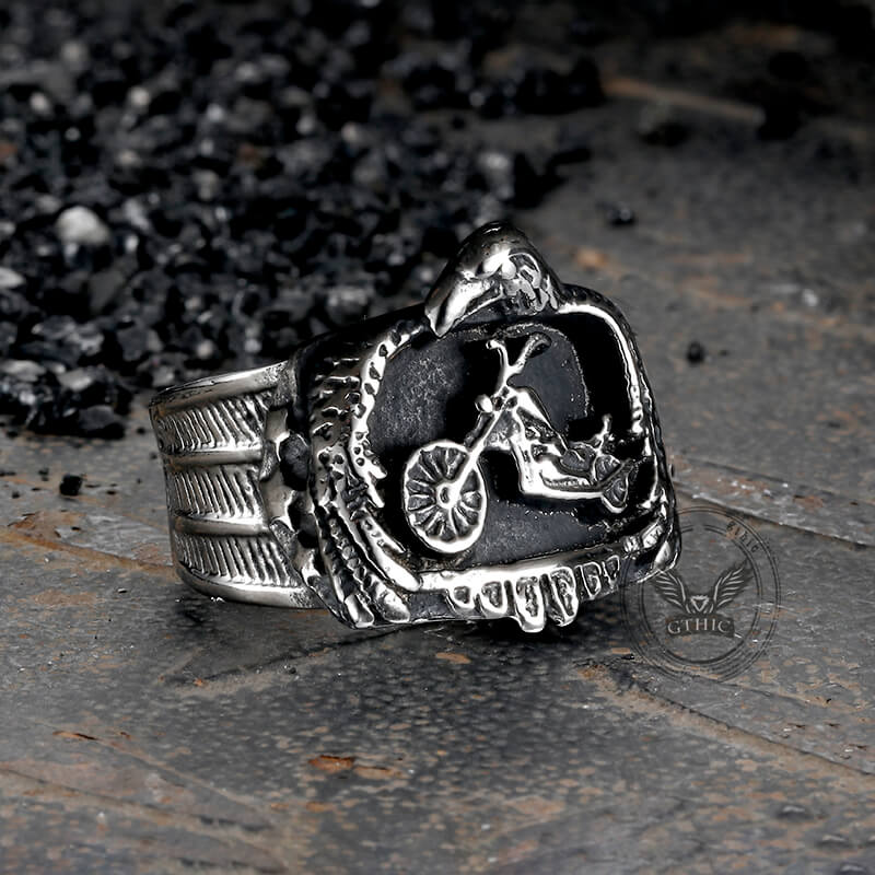 Punk Eagle Motorcycle Biker Ring in Stainless Steel