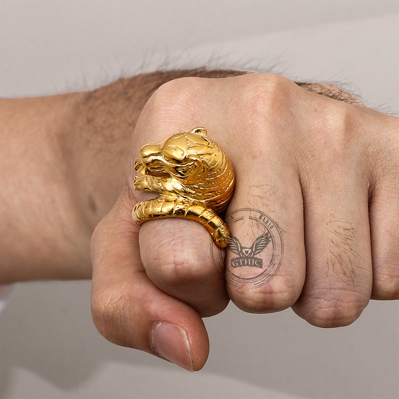 Punk Ferocious Tiger Animal Ring in Stainless Steel