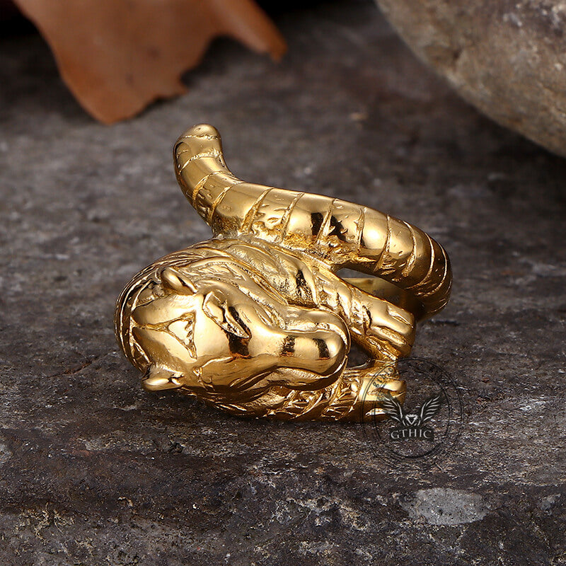 Punk Ferocious Tiger Animal Ring in Stainless Steel