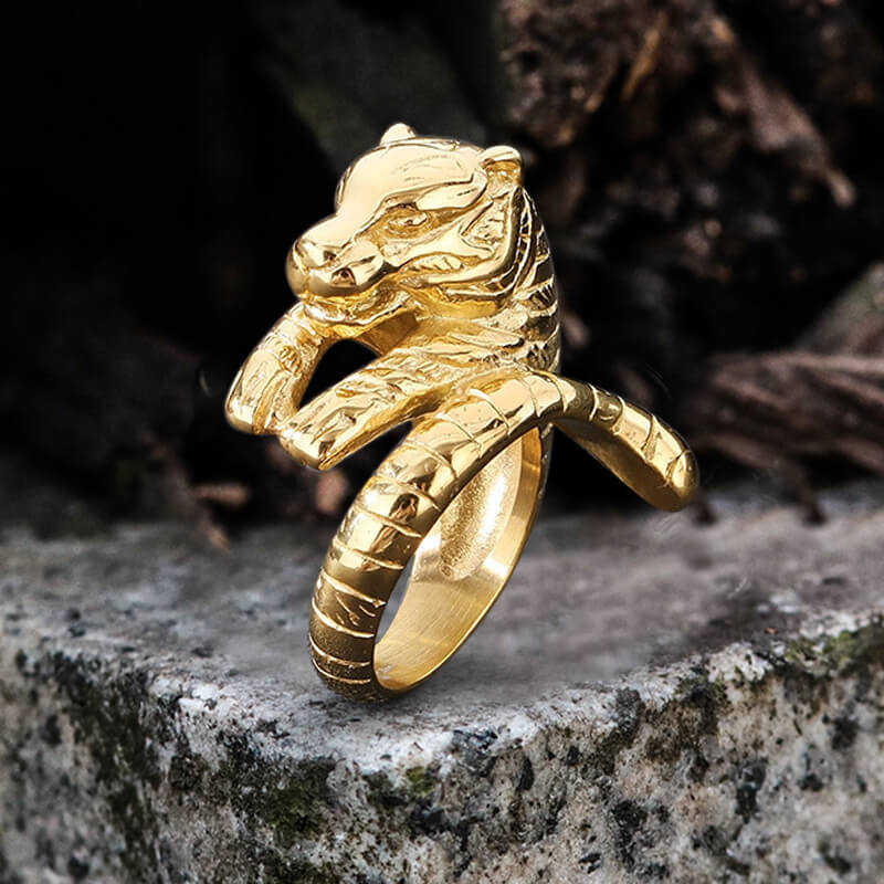 Punk Ferocious Tiger Animal Ring in Stainless Steel