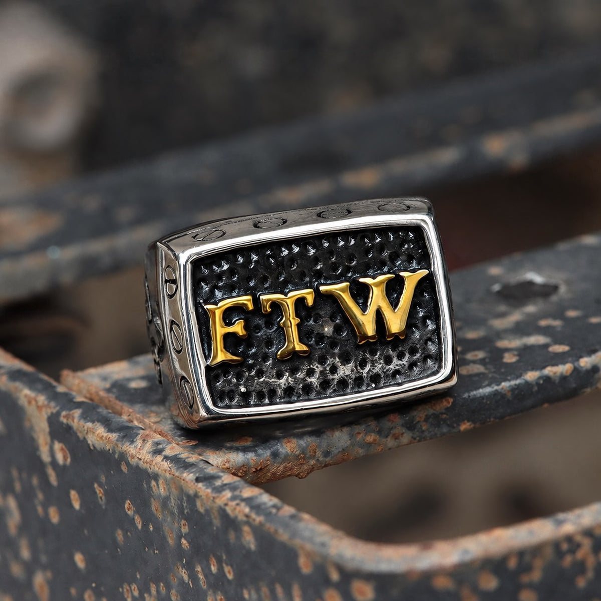 Punk FTW Letters Biker Ring in Stainless Steel