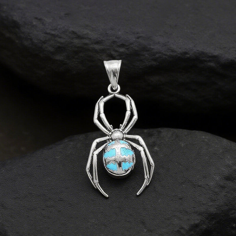 Punk Gemstone Spider Animal Pendant in Stainless Steel
