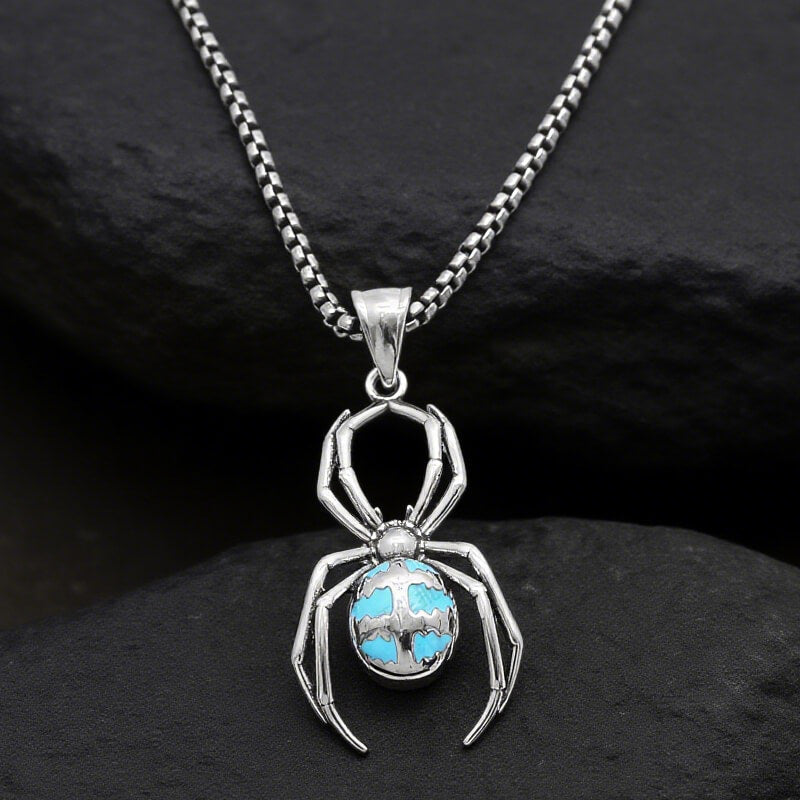 Punk Gemstone Spider Animal Pendant in Stainless Steel