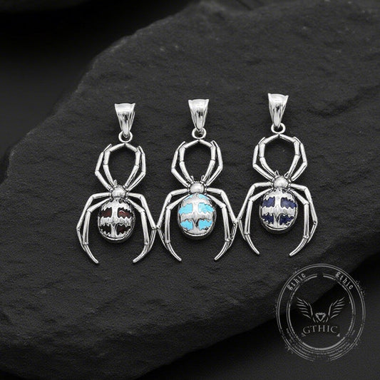 Punk Gemstone Spider Animal Pendant in Stainless Steel