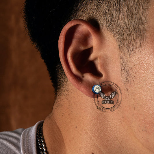Punk Great Wall Pattern Stud Earring in Stainless Steel