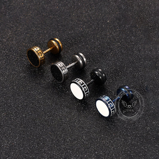 Punk Great Wall Pattern Stud Earring in Stainless Steel