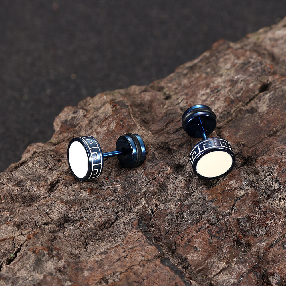 Punk Great Wall Pattern Stud Earring in Stainless Steel