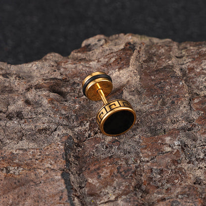 Punk Great Wall Pattern Stud Earring in Stainless Steel