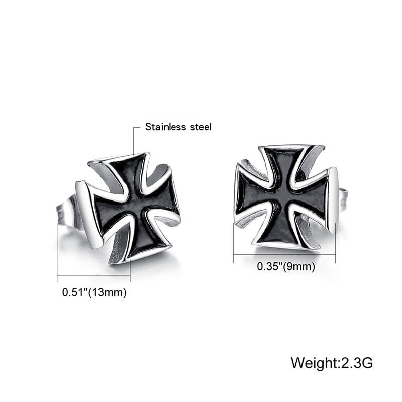 Punk Iron Cross Stud Earring in Stainless Steel