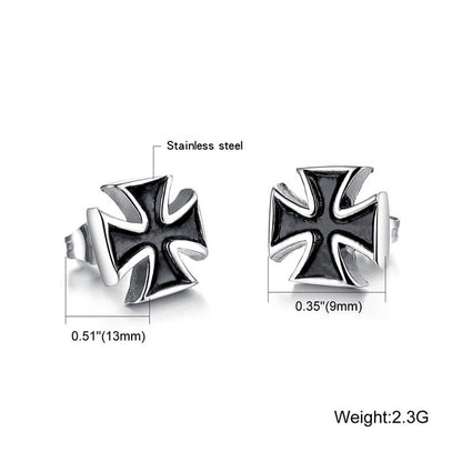 Punk Iron Cross Stud Earring in Stainless Steel