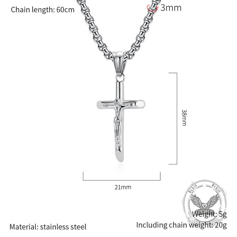 Punk Jesus Suffering Cross Pendant in Stainless Steel