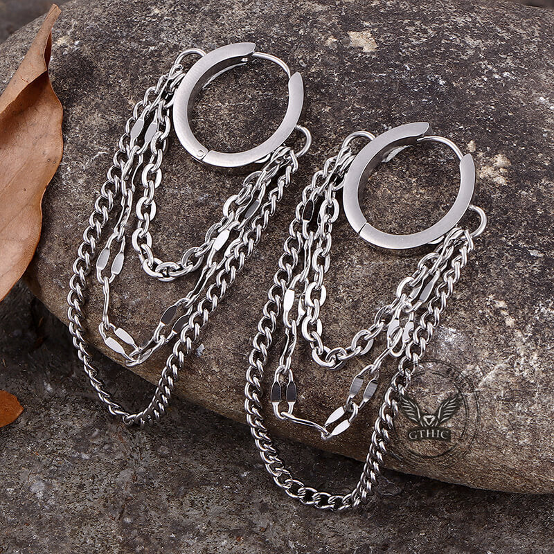Punk Long Tassel Chain Earrings in Stainless Steel