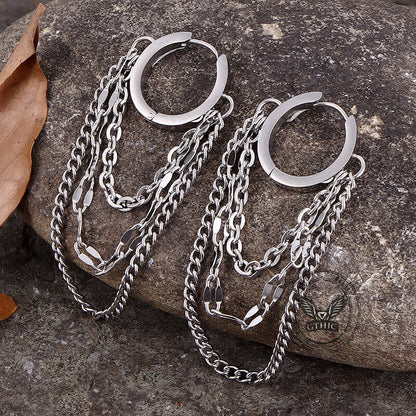 Punk Long Tassel Chain Earrings in Stainless Steel
