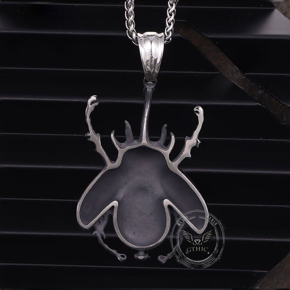 Punk Mechanical Gear Beetle Pendant in Stainless Steel