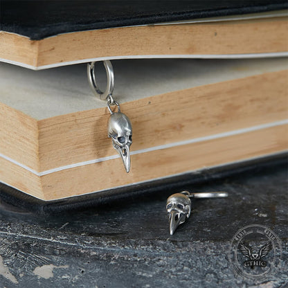 Punk Raven Skull Stud Earrings in Sterling Silver