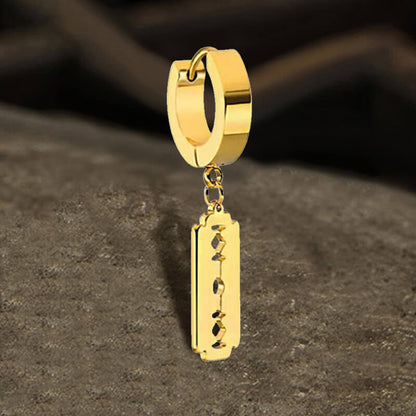 Punk Razor Blade Hoop Earring in Stainless Steel