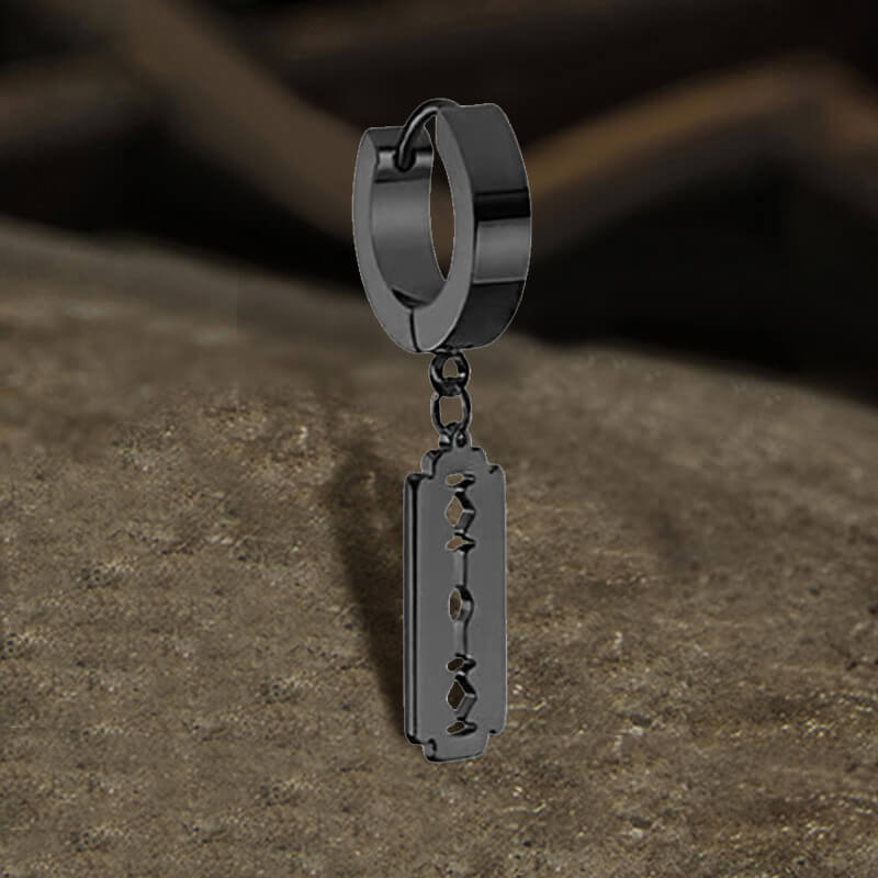 Punk Razor Blade Hoop Earring in Stainless Steel