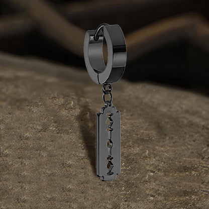 Punk Razor Blade Hoop Earring in Stainless Steel