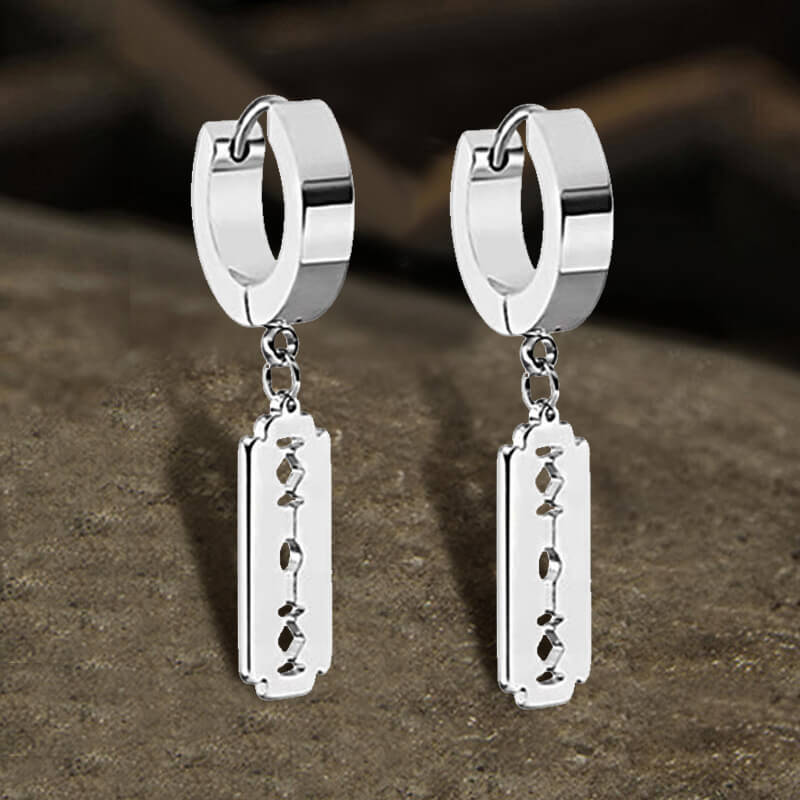 Punk Razor Blade Hoop Earring in Stainless Steel