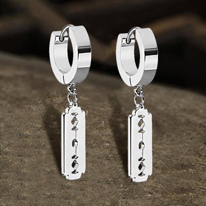 Punk Razor Blade Hoop Earring in Stainless Steel