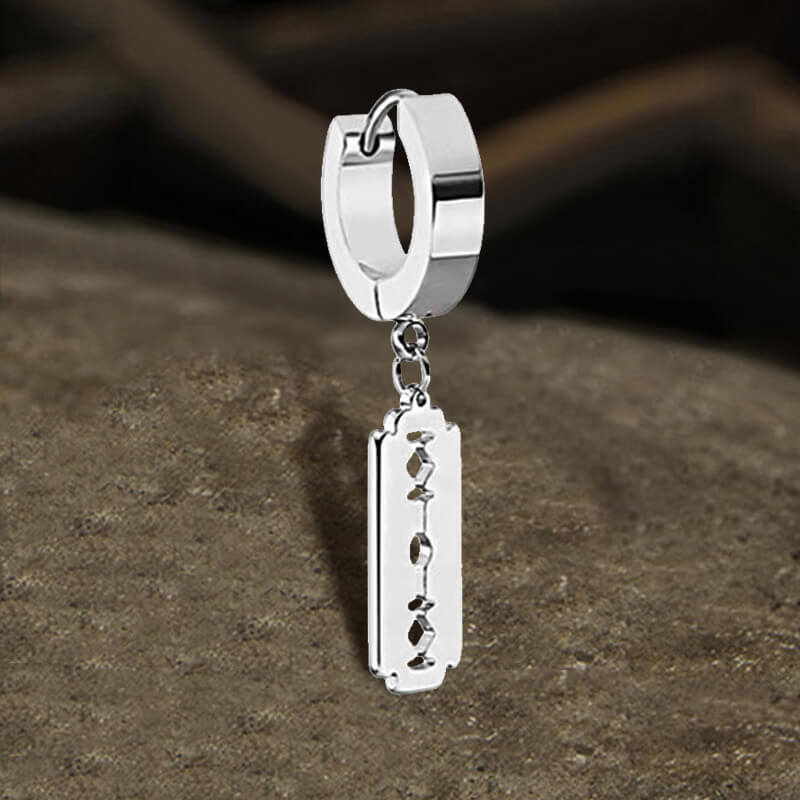 Punk Razor Blade Hoop Earring in Stainless Steel