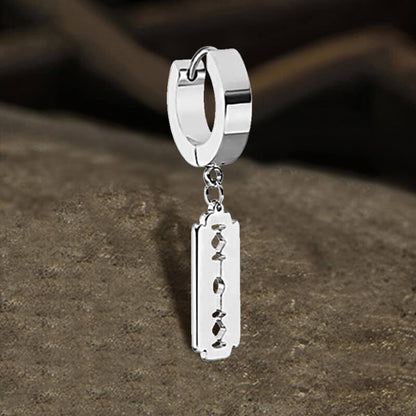 Punk Razor Blade Hoop Earring in Stainless Steel