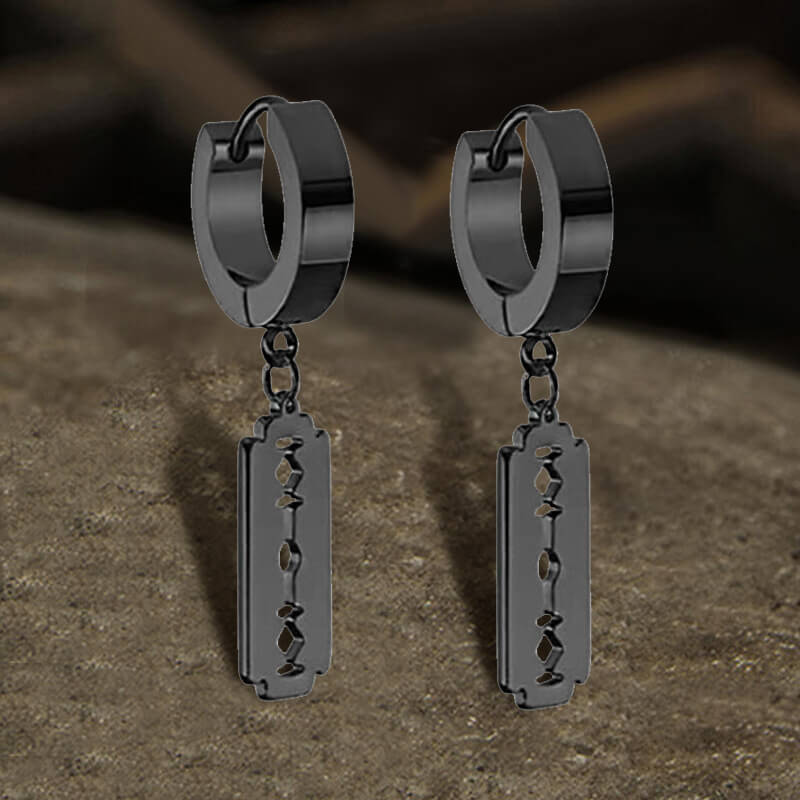 Punk Razor Blade Hoop Earring in Stainless Steel