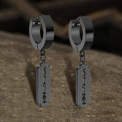 Punk Razor Blade Hoop Earring in Stainless Steel