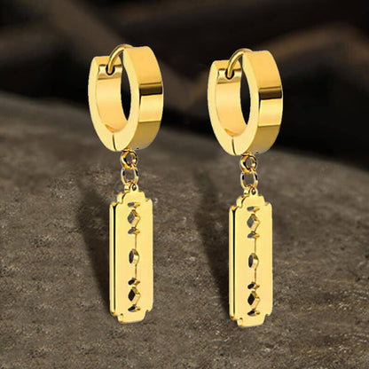 Punk Razor Blade Hoop Earring in Stainless Steel