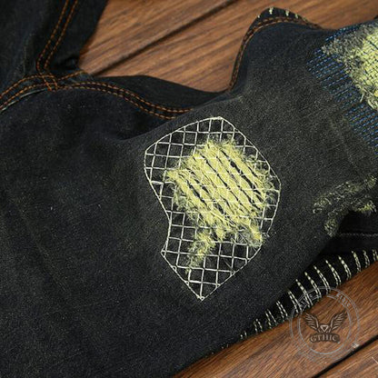 Punk Ripped Distressed Straight-Leg Vintage Jeans