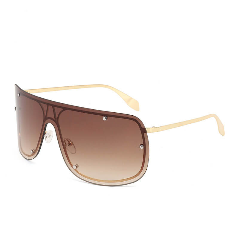 Punk Rivet Large Frame Metal Rimless PC Sunglasses