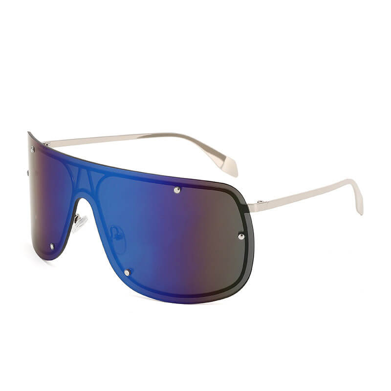 Punk Rivet Large Frame Metal Rimless PC Sunglasses
