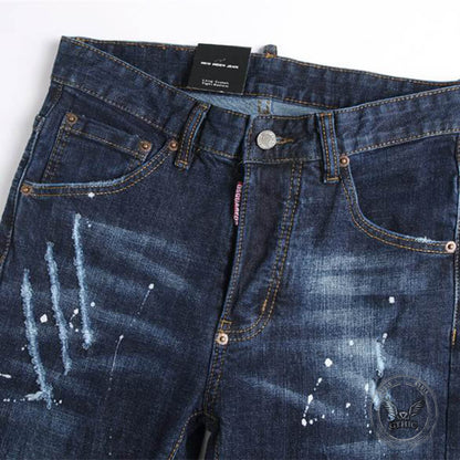 Punk Distressed Cotton Men's Skinny Pants