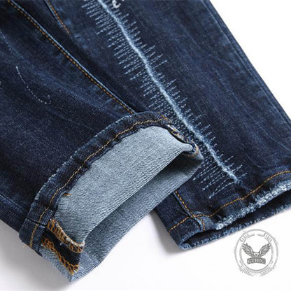 Punk Distressed Cotton Men's Skinny Pants