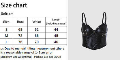 Punk Rivet Studded Slim Y2K PU Leather Camisole