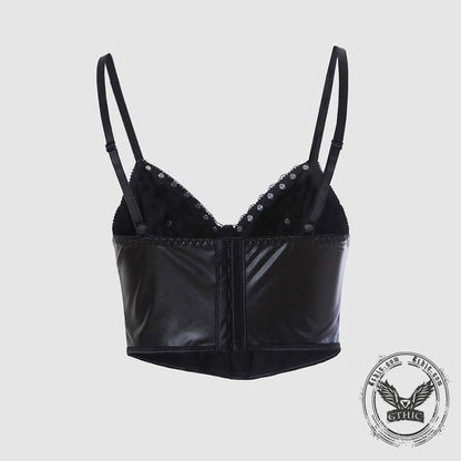 Punk Rivet Studded Slim Y2K PU Leather Camisole