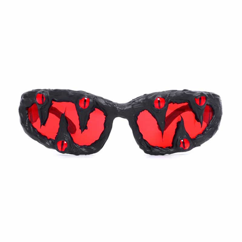 Punk Sharp Teeth Eyeballs Drip Glue PC Sunglasses
