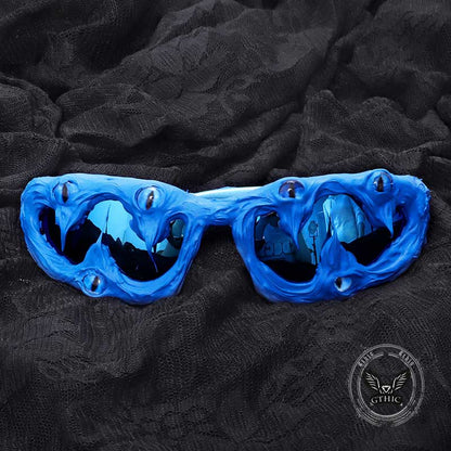 Punk Sharp Teeth Eyeballs Drip Glue PC Sunglasses