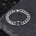 Punk Skull Head Cuban Link Bracelet in Stainless Steel