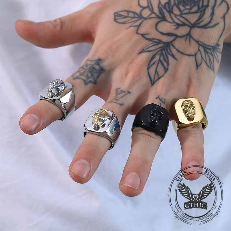 Punk Skull Head Stainless Steel Square Ring